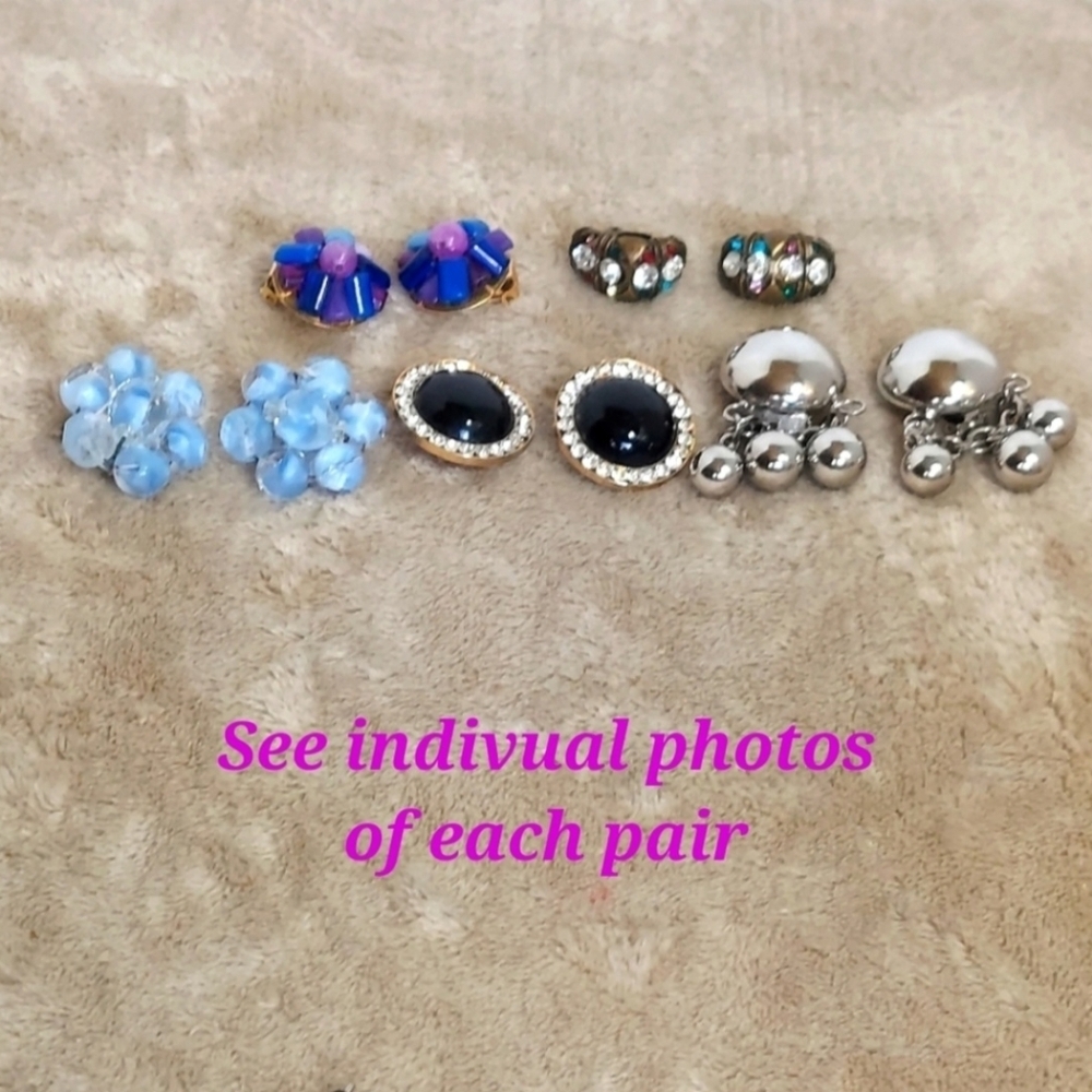Vintage Clip-on Earrings Costume Jewelry Lot see photos